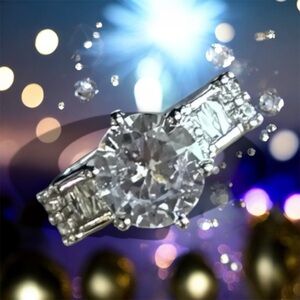 🆕Piatella ring, 1 carat round cut, side accents, 14k white gold plated